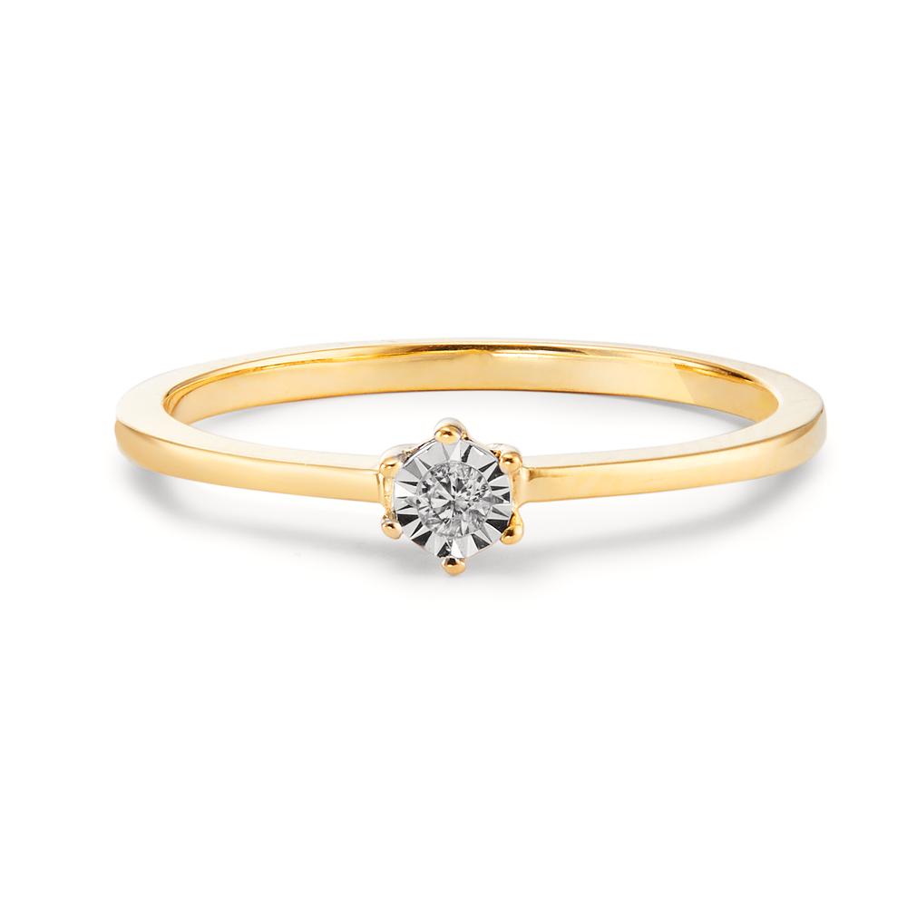 Anello solitario Oro giallo 750/18 carati Diamante 0.03 ct, w-si bicolore