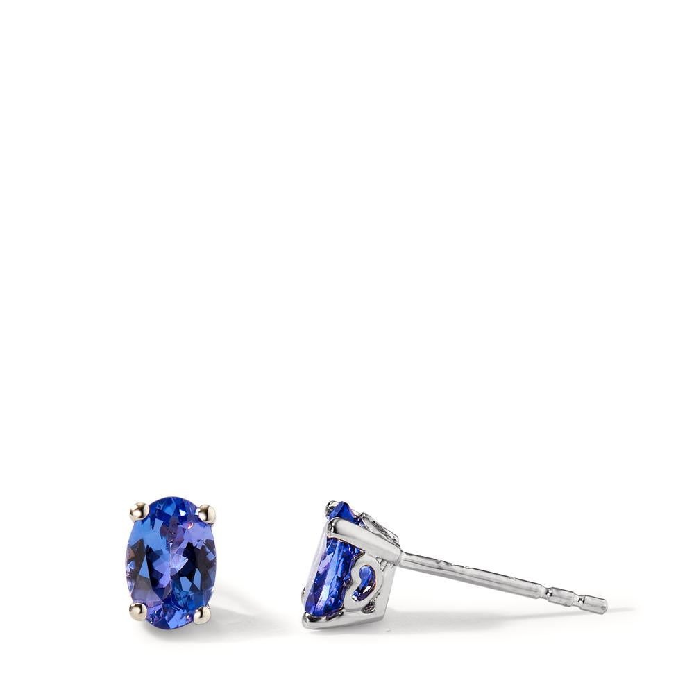 Orecchini a bottone Oro bianco 750/18 carati Tanzanite