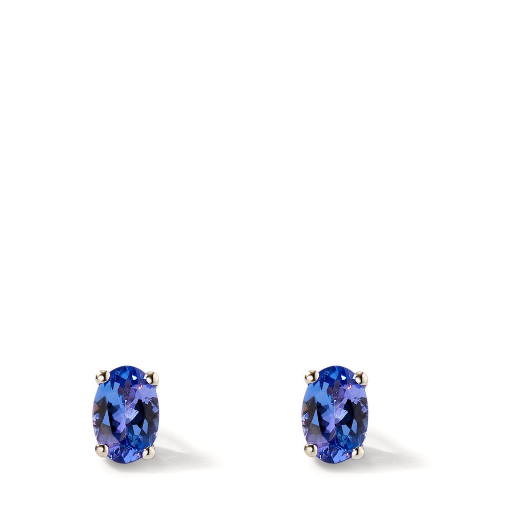 Orecchini a bottone Oro bianco 750/18 carati Tanzanite