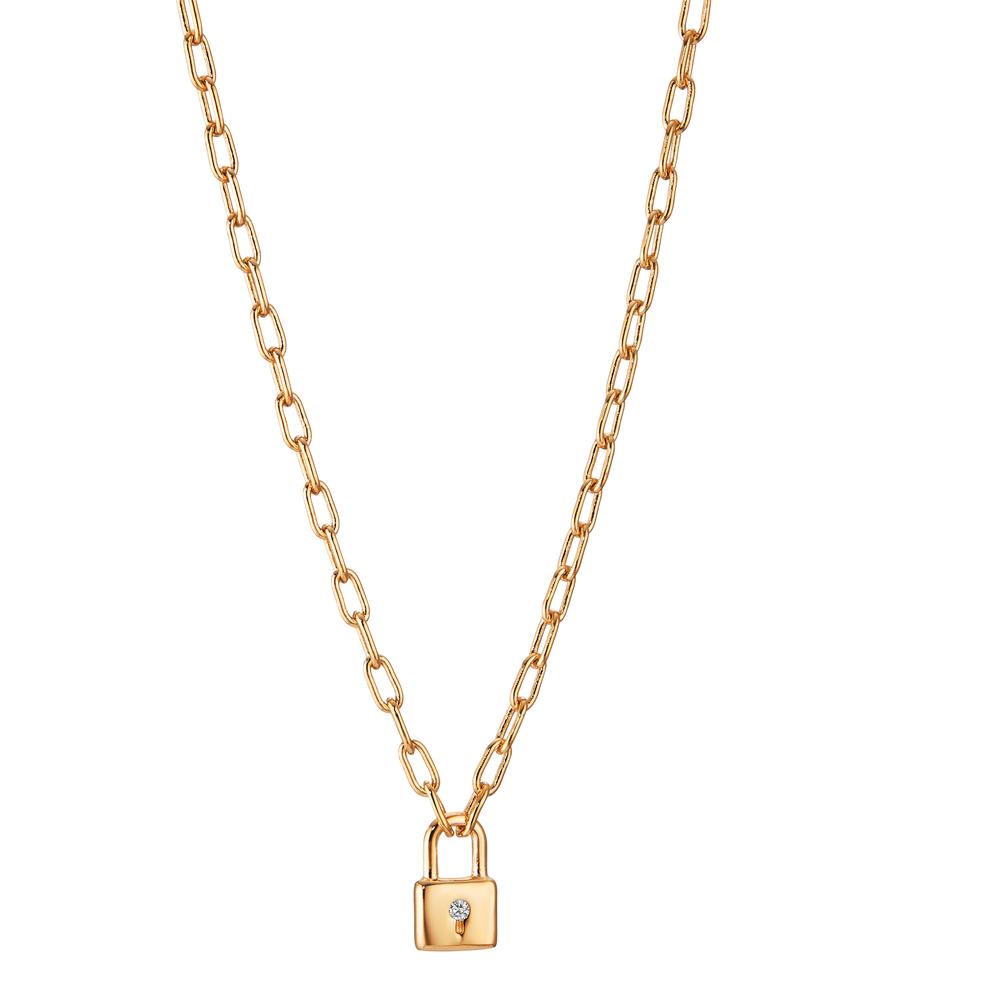 Collana Bronzo Zirconia dorato Serratura 40-45 cm