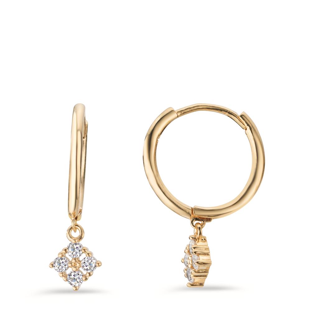 Orecchini circolari Bronzo Zirconia 8 pietra dorato
