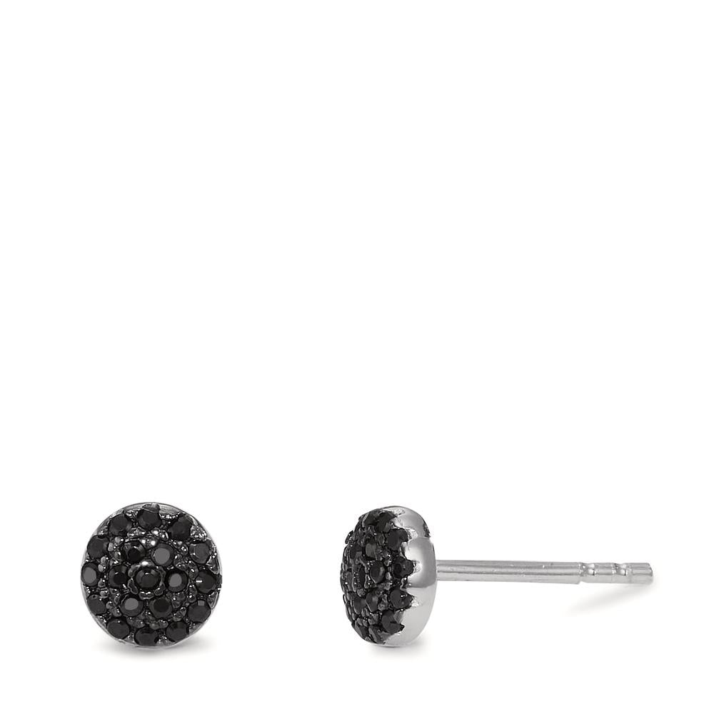 Orecchini a bottone Argento Zirconia nero rodiato Ø6 mm