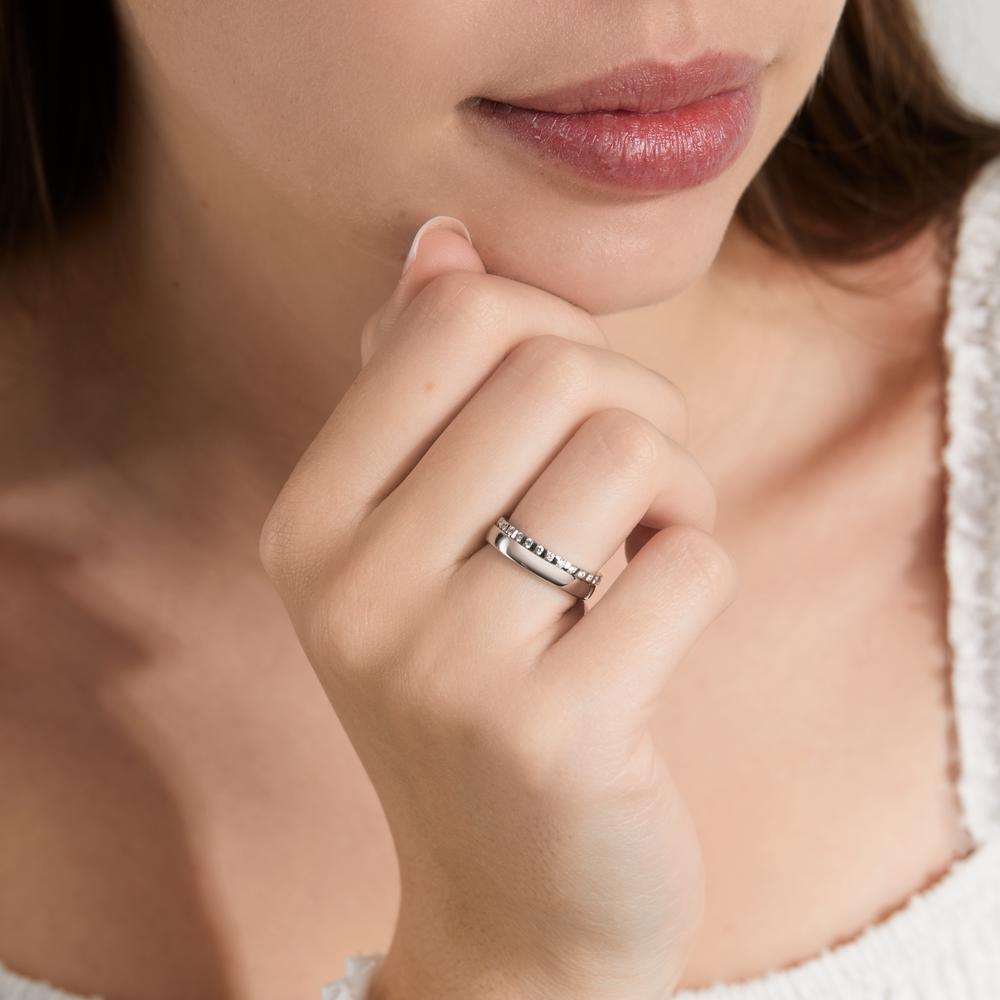 Anelli di memoria Platino 950 Diamante 0.30 ct, 30 pietra, w-si