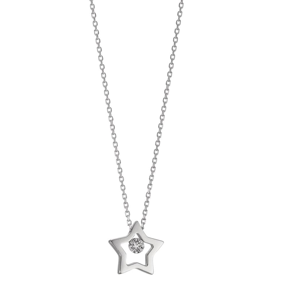 Collana Oro bianco 750/18 carati Diamante 0.005 ct, w-si Stella 40-42 cm Ø7.5 mm