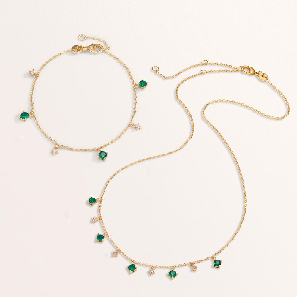 Bracciale Bronzo Zirconia verde, 6 pietra dorato 16-18 cm