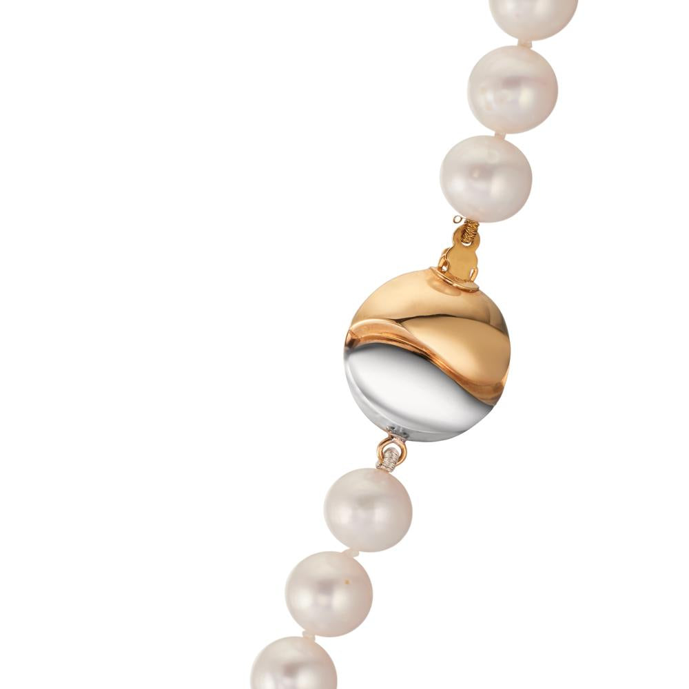 Collana Oro giallo 750/18 carati, Oro bianco 750/18 carati Perla coltivata d'acqua dolce bianco, 7.5 mm 47 cm