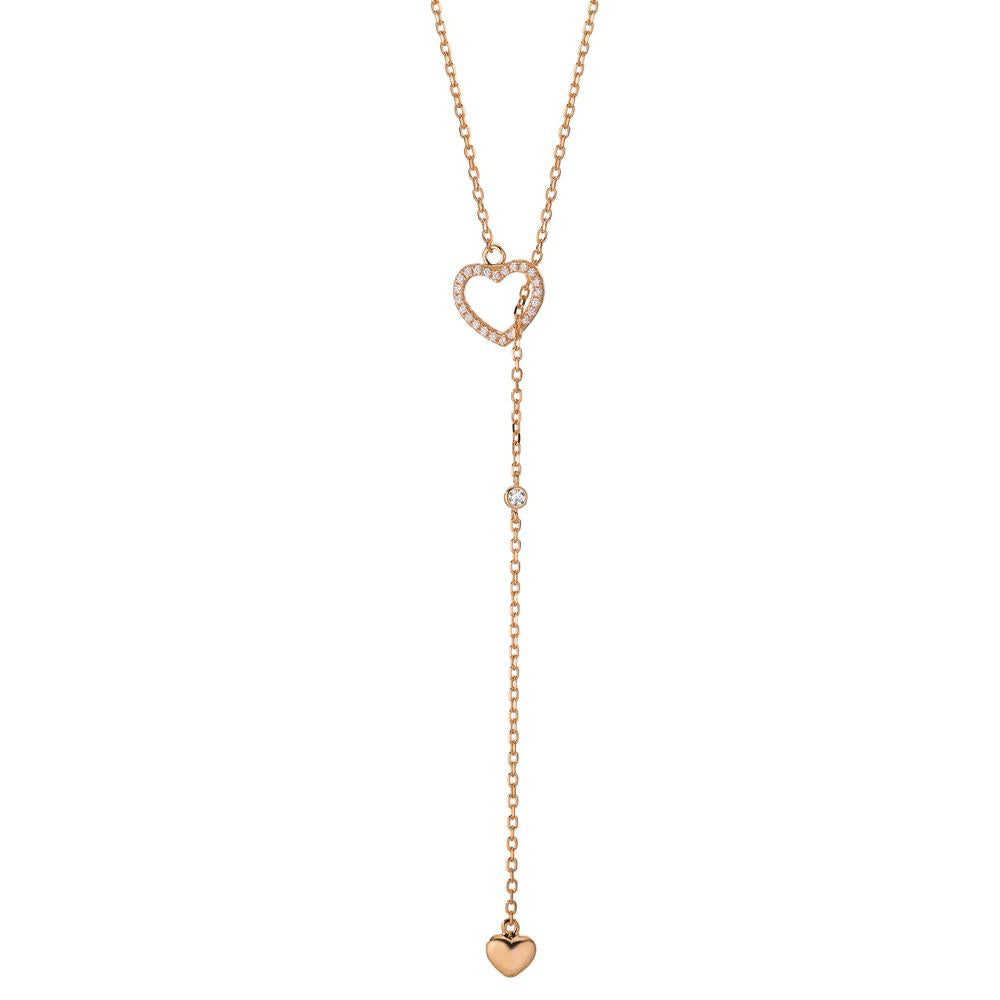 Collana Argento Zirconia rosa dorato Cuore 40-45 cm