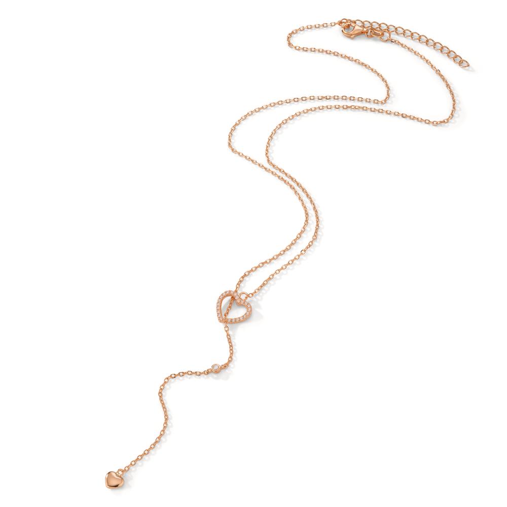 Collana Argento Zirconia rosa dorato Cuore 40-45 cm