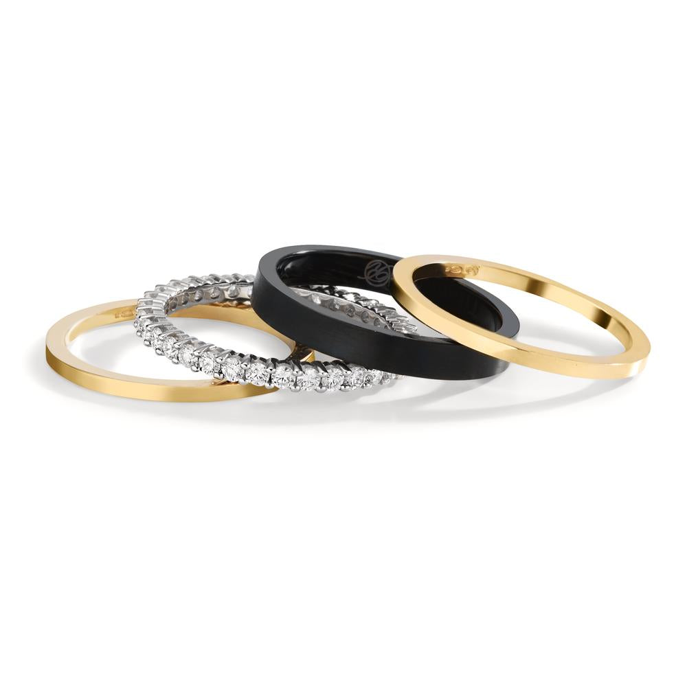 Set di anelli Oro giallo 750/18 carati, Oro bianco 750/18 carati, Titanio Diamante 0.75 ct, w-si