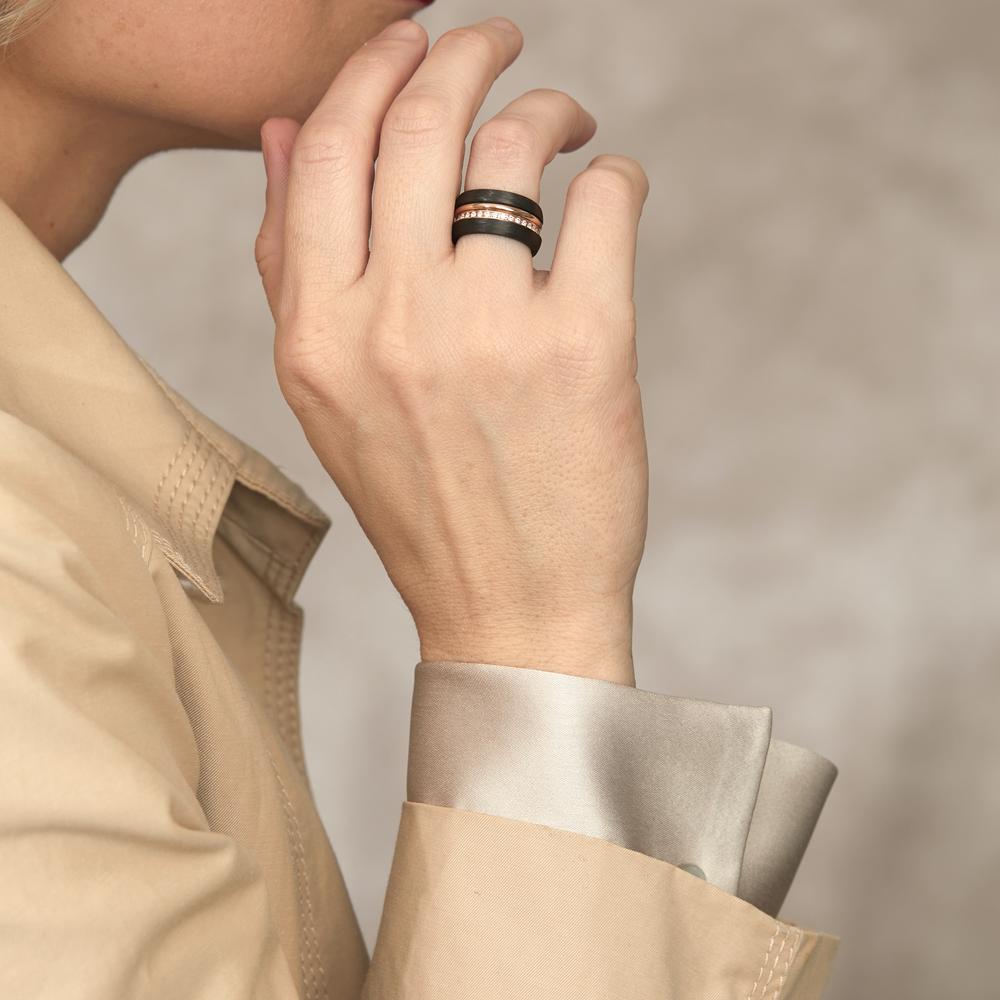 Set di anelli Oro rosso 750/18 carati, Carbonio Diamante 0.50 ct, w-si