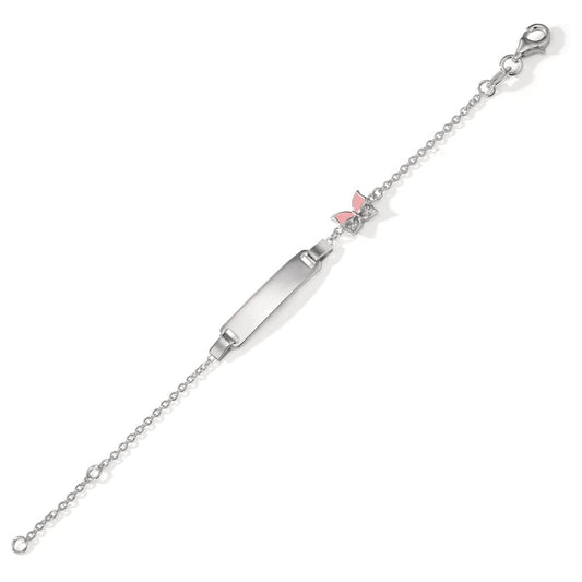 Bracciale con incisione Argento Zirconia 2 pietra rodiato Farfalla 12-14 cm