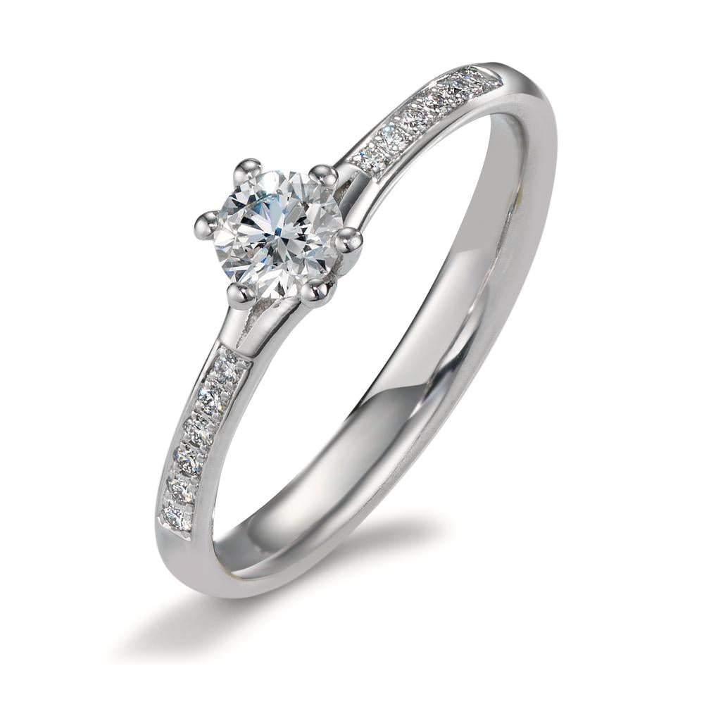Anello solitario Platino 950 Diamante 0.364 ct, 13 pietra, w-si, GIA