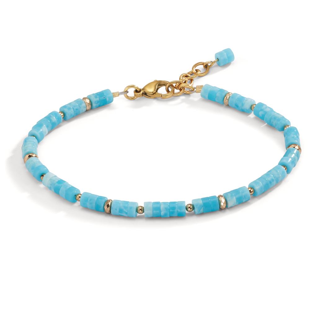 Bracciale Acciaio inossidabile Amazzonite giallo rivestimento IP 20-22 cm