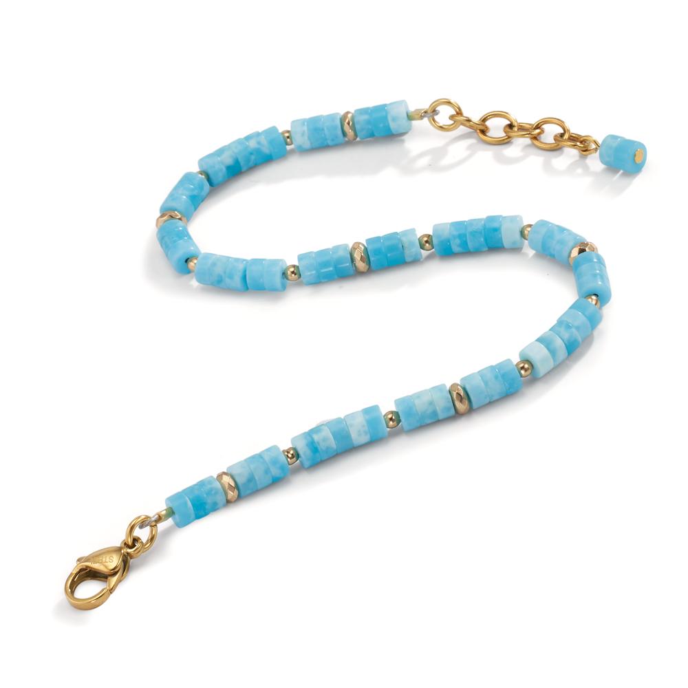 Bracciale Acciaio inossidabile Amazzonite giallo rivestimento IP 20-22 cm