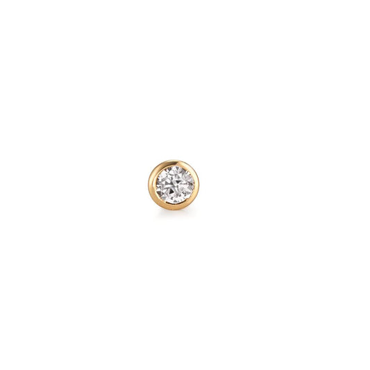 Orecchini a bottone 1 pz Oro giallo 750/18 carati Zirconia Ø3 mm