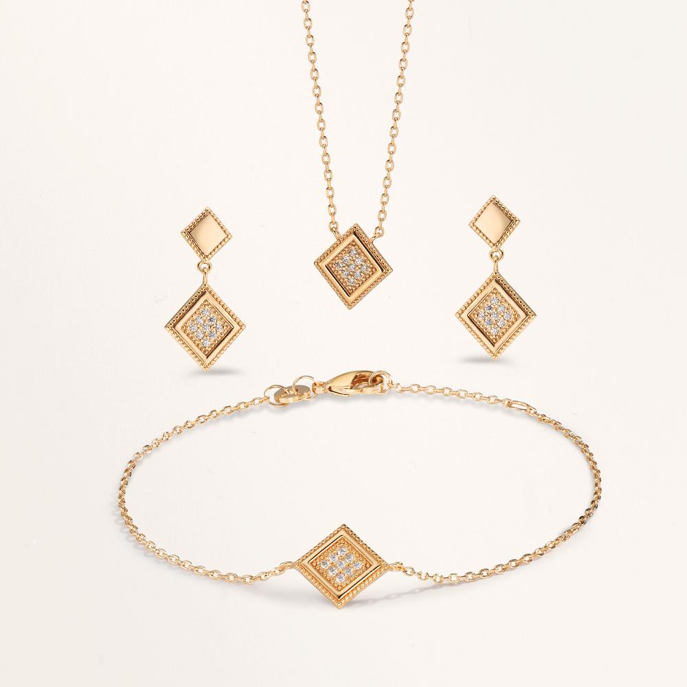 Orecchini Bronzo Zirconia 18 pietra dorato