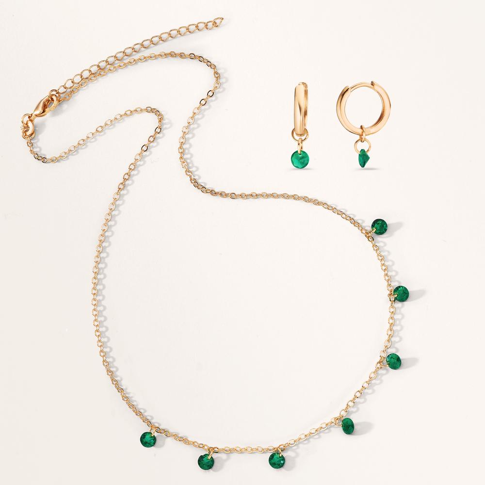 Orecchini a cerchio con pendente Bronzo Zirconia verde