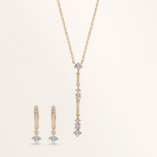 Orecchini circolari Bronzo Zirconia 22 pietra dorato