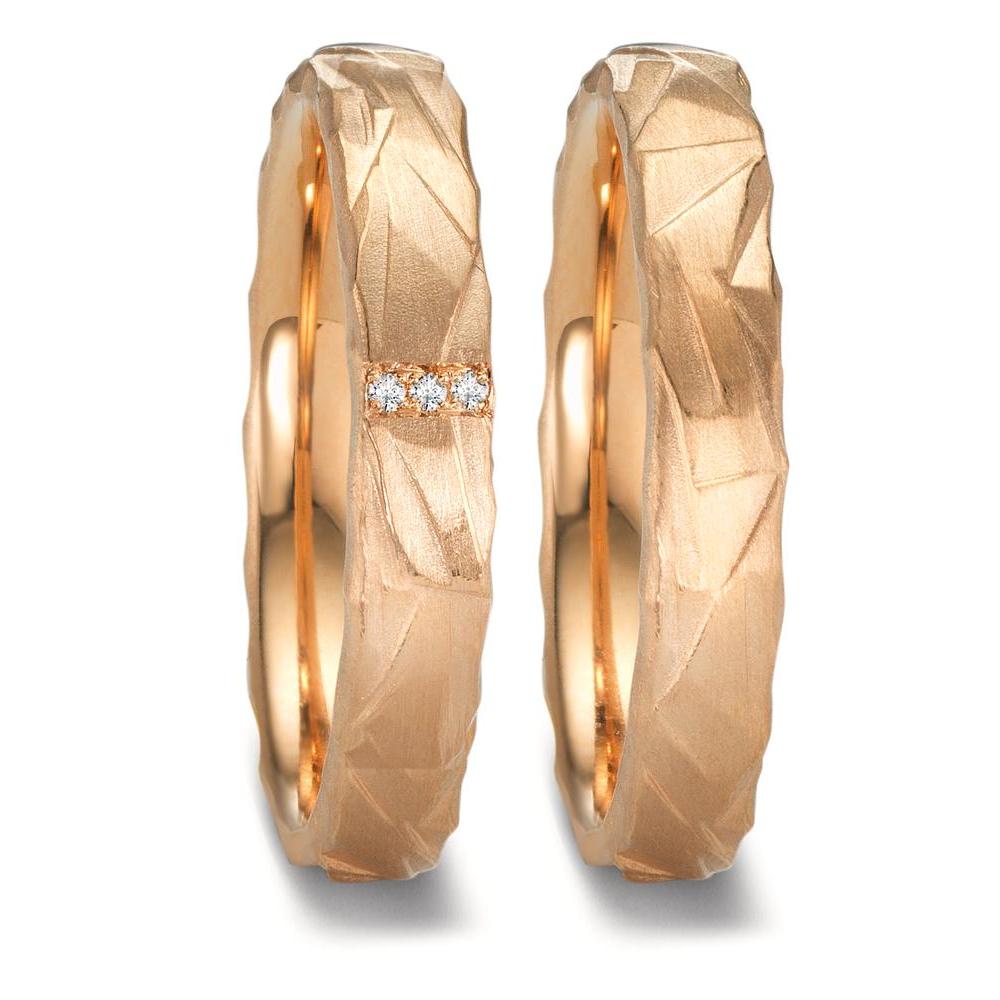 Anello del partner Oro rosa 750/18 carati Diamante 0.012 ct, 3 pietra, w-si