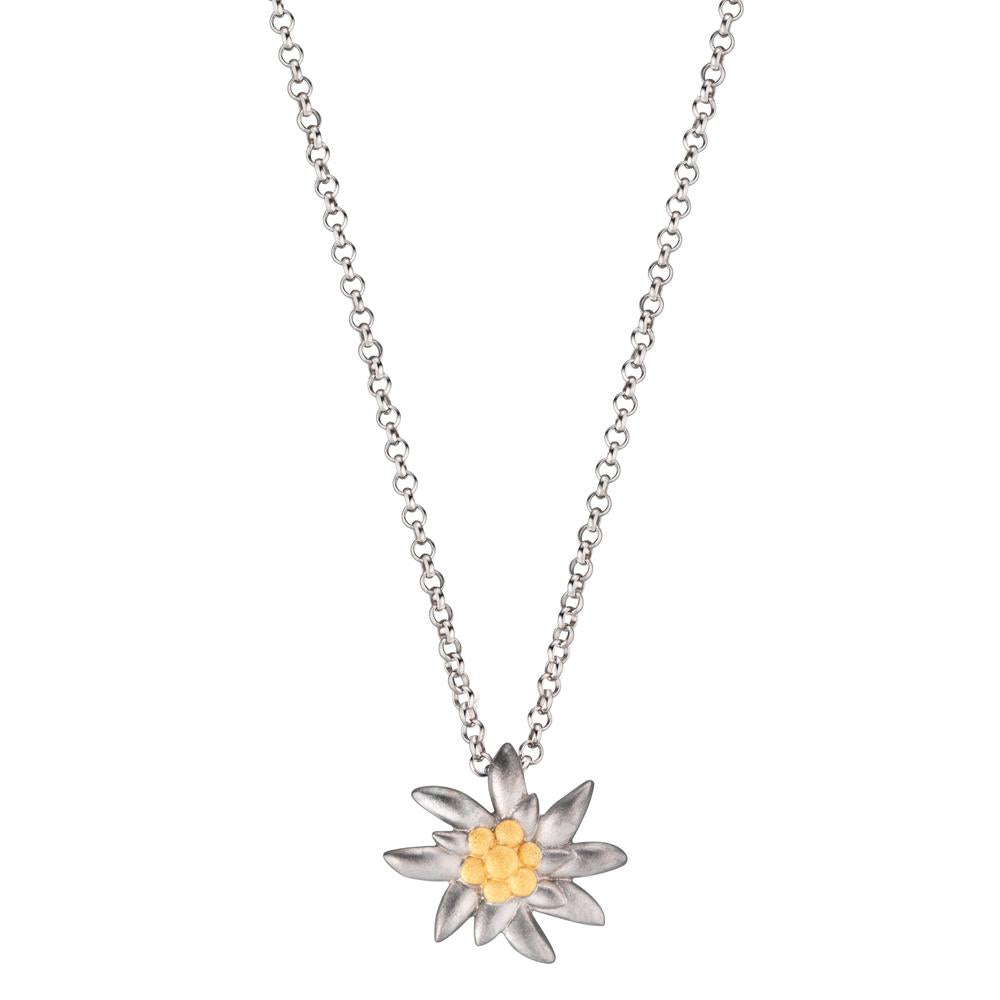 Collana Argento bicolore rodiato Stella alpina 44-48 cm