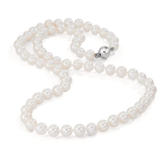 Collana Oro bianco 750/18 carati Perla coltivata d'acqua dolce bianco 6-7 mm 50 cm
