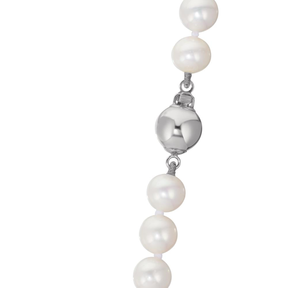 Collana Oro bianco 750/18 carati Perla coltivata d'acqua dolce bianco 6-7 mm 50 cm