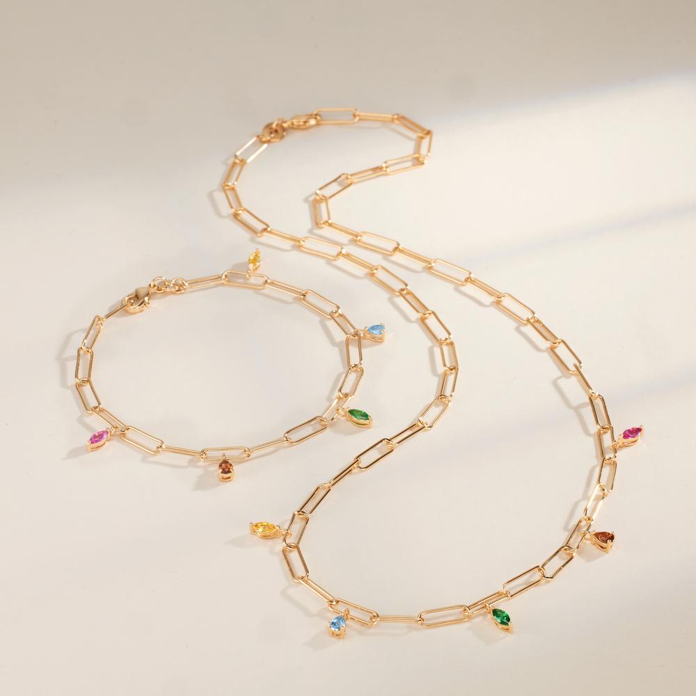 Bracciale Bronzo Zirconia colorato, 5 pietra 18 cm
