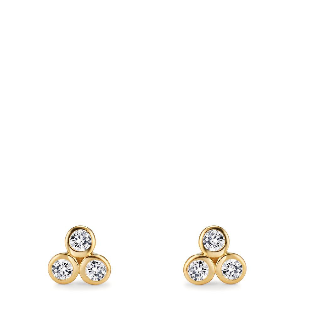Orecchini a bottone Oro giallo 375/9K Zirconia 6 pietra Ø5 mm