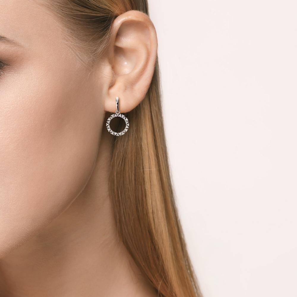 Orecchini Oro bianco 750/18 carati Diamante 0.33 ct, w-si Ø12.5 mm