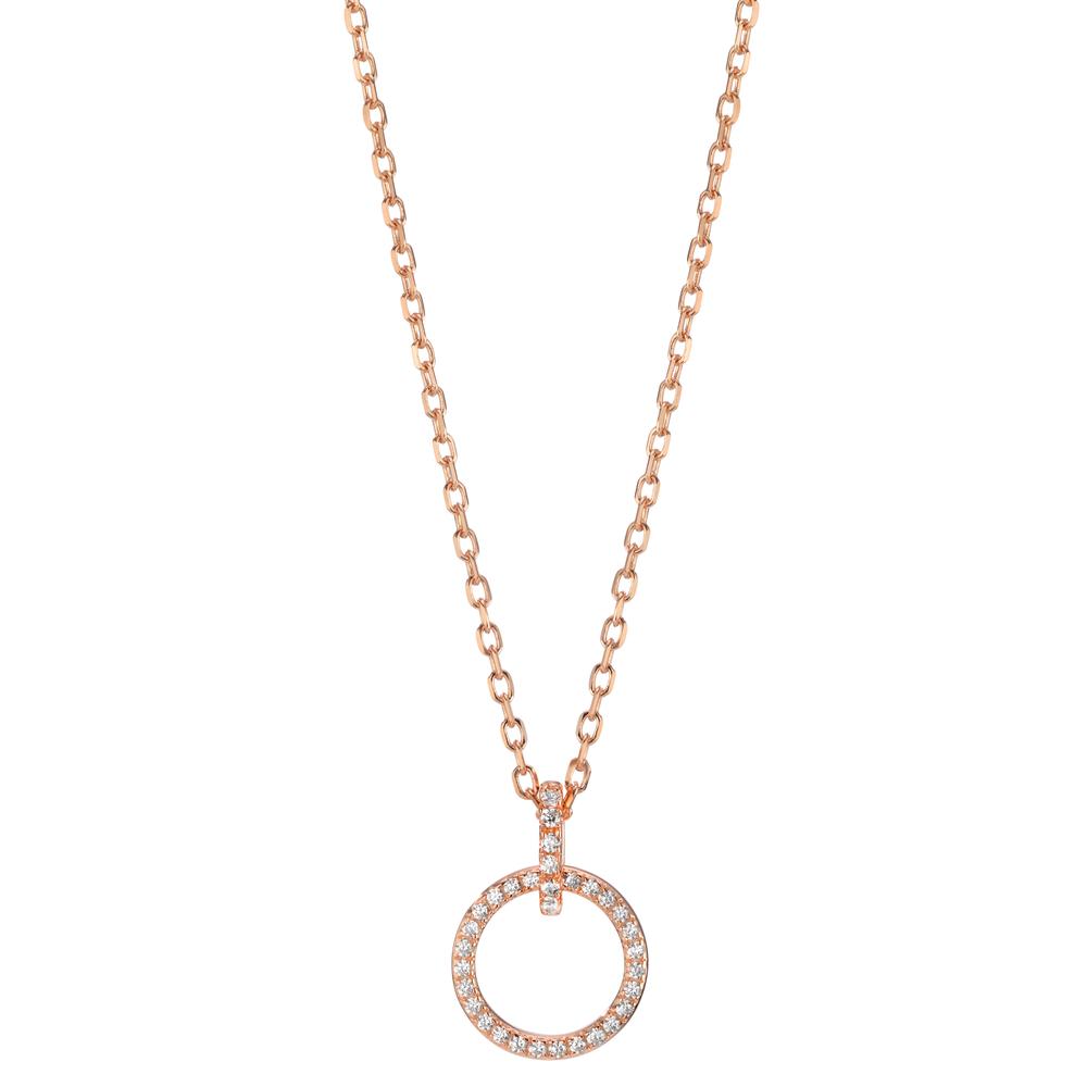 Catena con ciondolo Argento Zirconia rosa dorato 39-44 cm