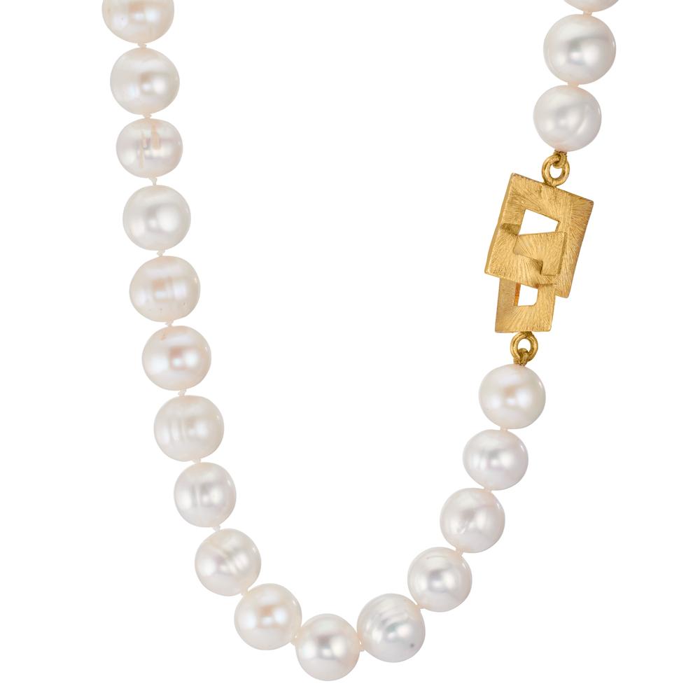 Collana Argento giallo dorato Perla coltivata d'acqua dolce 11-11.5 mm 50 cm