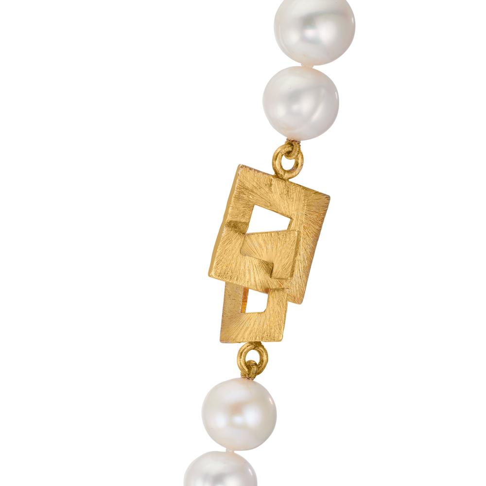 Collana Argento giallo dorato Perla coltivata d'acqua dolce 11-11.5 mm 50 cm