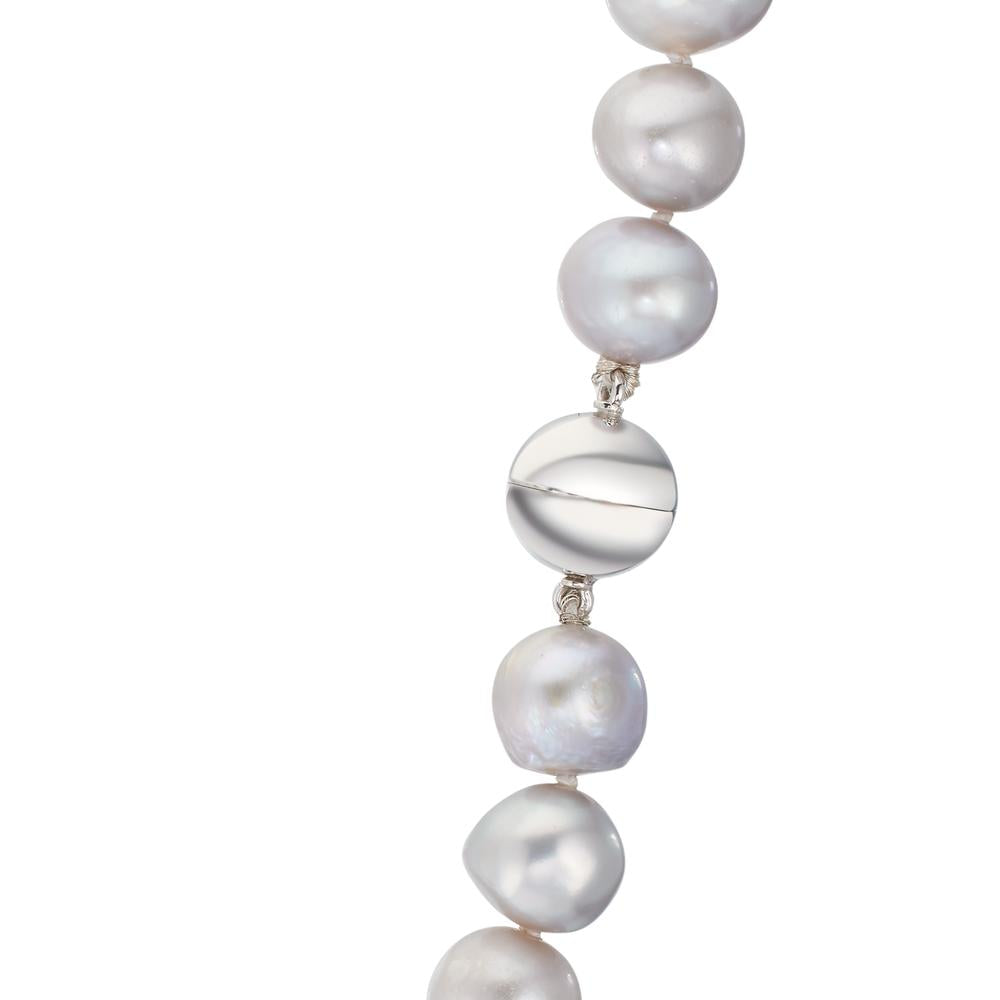 Collana Oro bianco 750/18 carati Perla coltivata d'acqua dolce Grigio 10.5-11 mm 42 cm