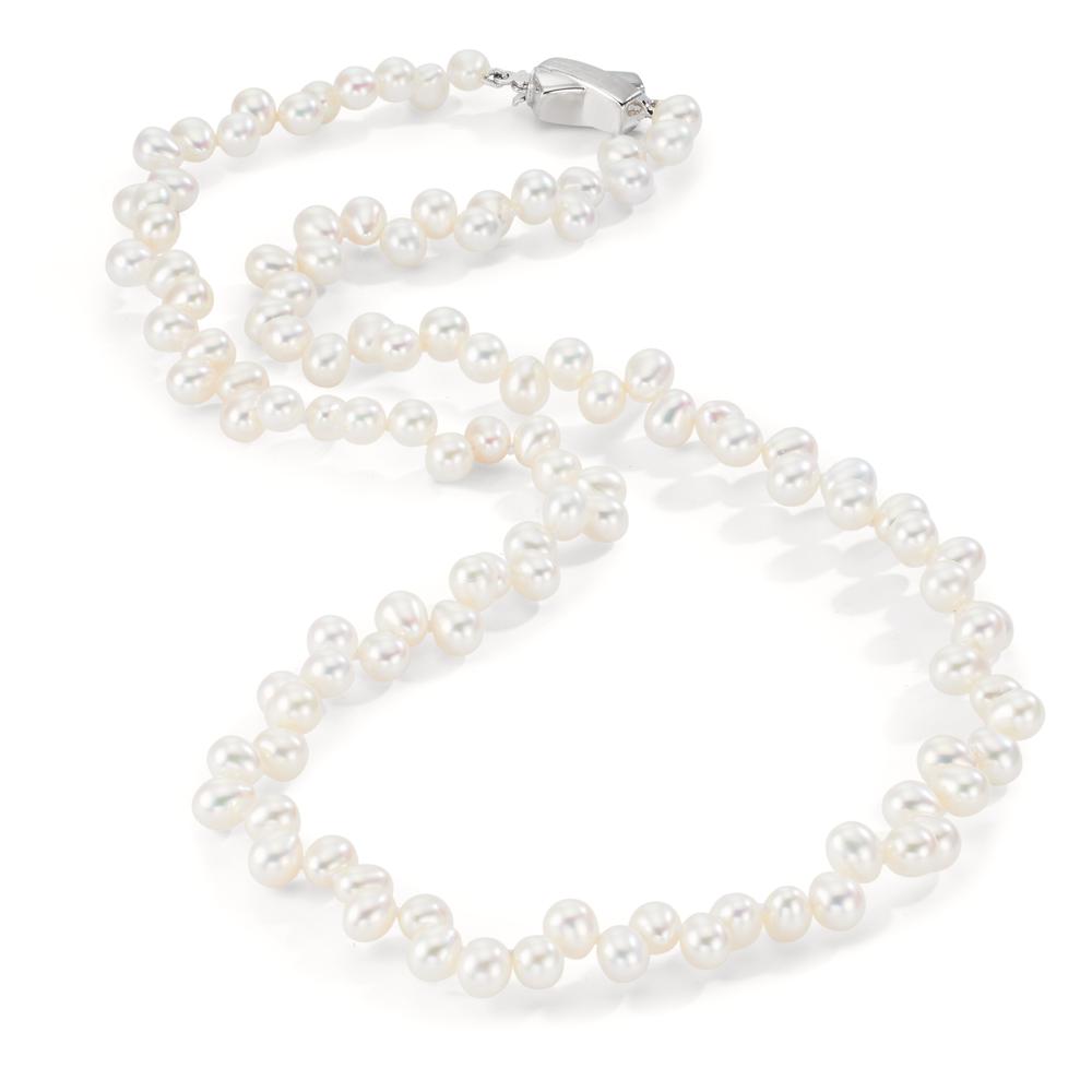 Collana Oro bianco 750/18 carati Perla coltivata d'acqua dolce 4-5 mm 46 cm