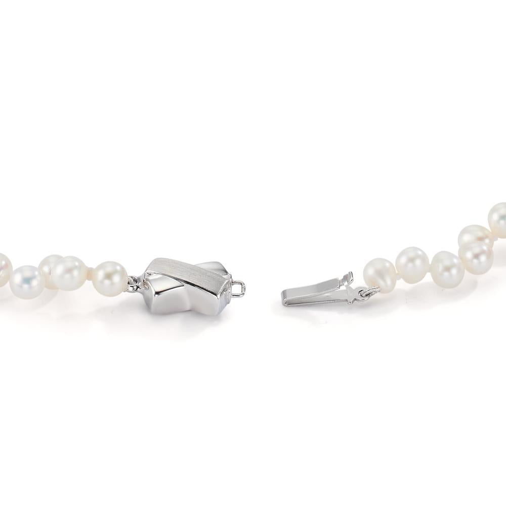 Collana Oro bianco 750/18 carati Perla coltivata d'acqua dolce 4-5 mm 46 cm