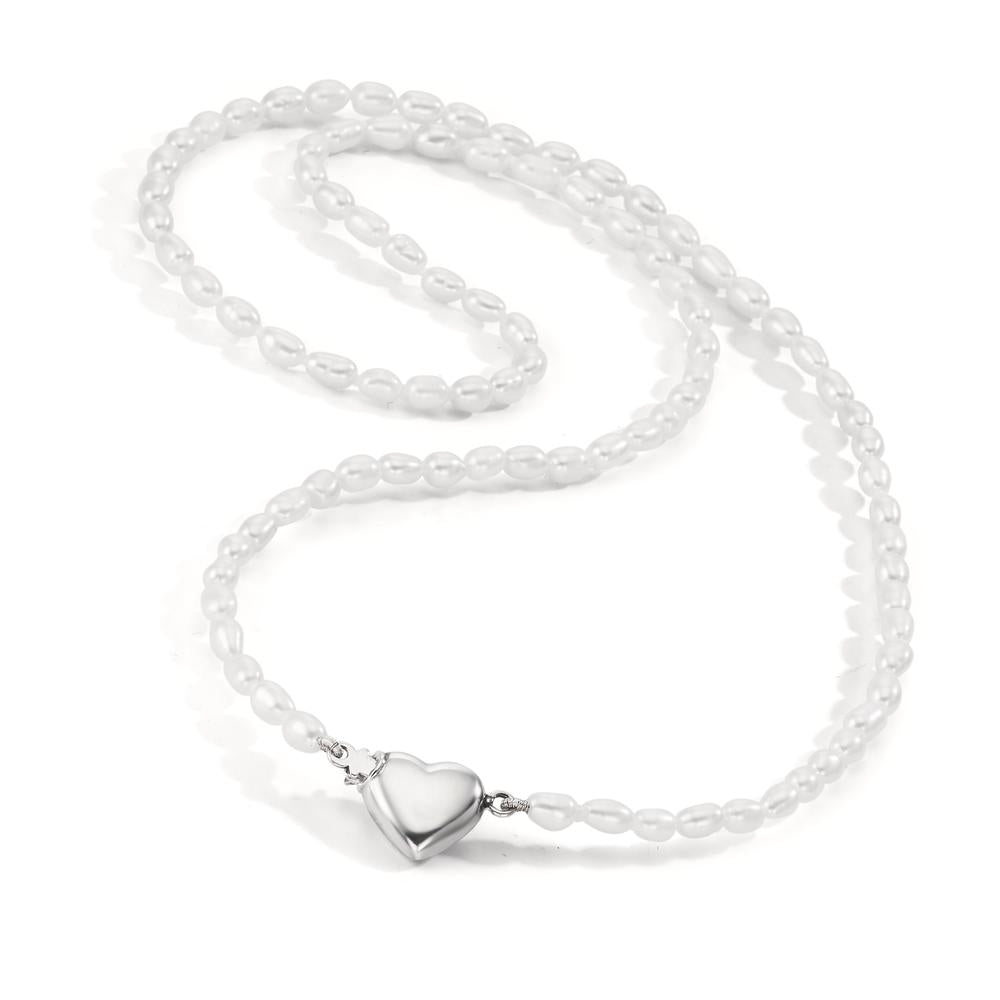 Collana Argento Perla coltivata d'acqua dolce Cuore 43 cm