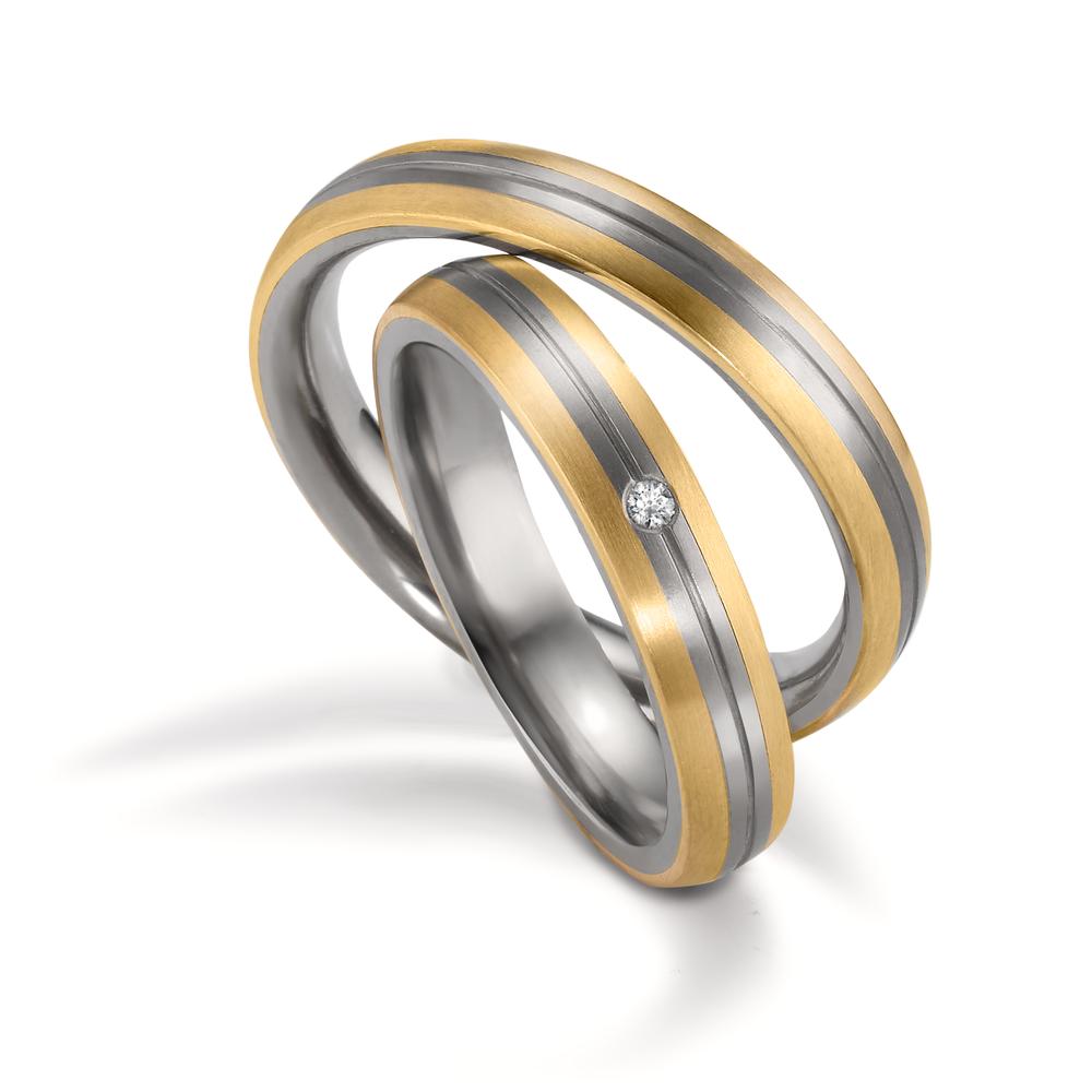 Anello del partner Zirconio, Oro giallo 750/18 carati