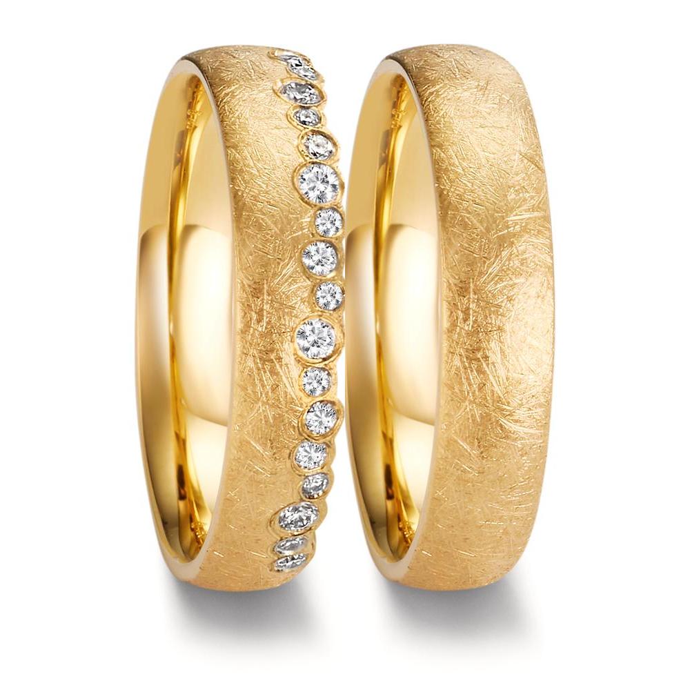 Anello del partner Oro giallo 750/18 carati Diamante 0.16 ct, 19 pietra, w-si