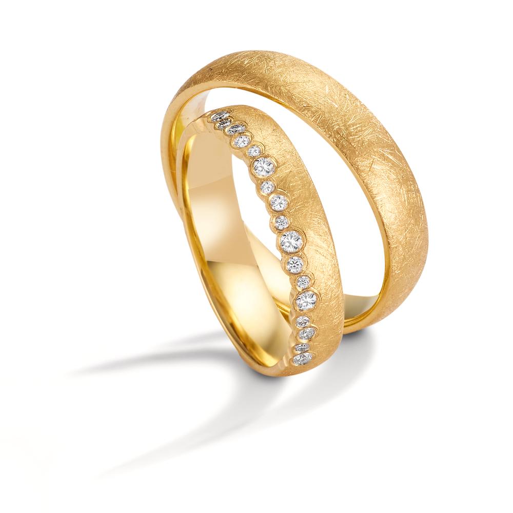 Anello del partner Oro giallo 750/18 carati Diamante 0.16 ct, 19 pietra, w-si