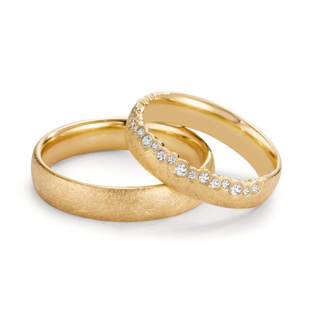 Anello del partner Oro giallo 750/18 carati Diamante 0.16 ct, 19 pietra, w-si