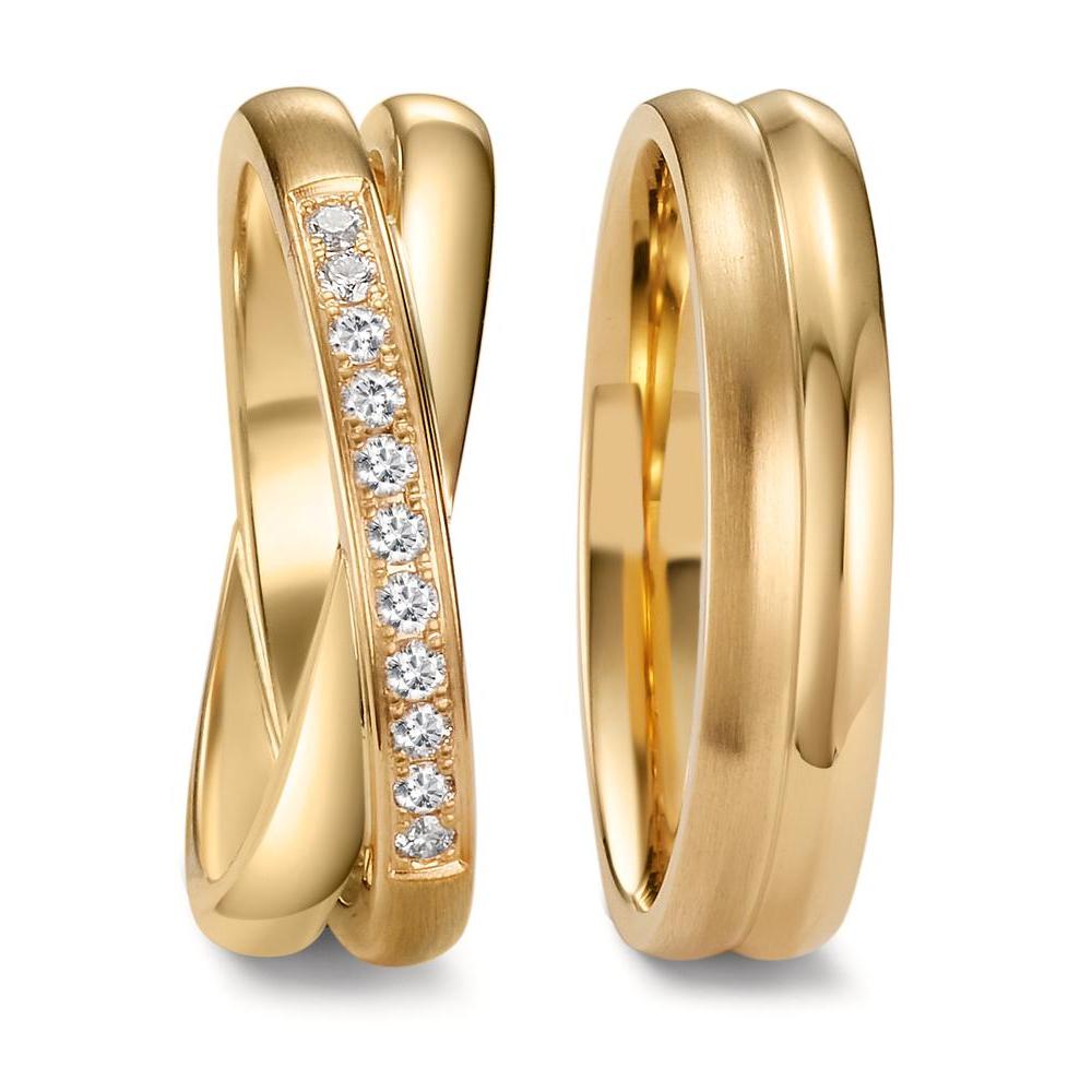 Anello del partner Oro giallo 750/18 carati Diamante 0.165 ct, 11 pietra, w-si