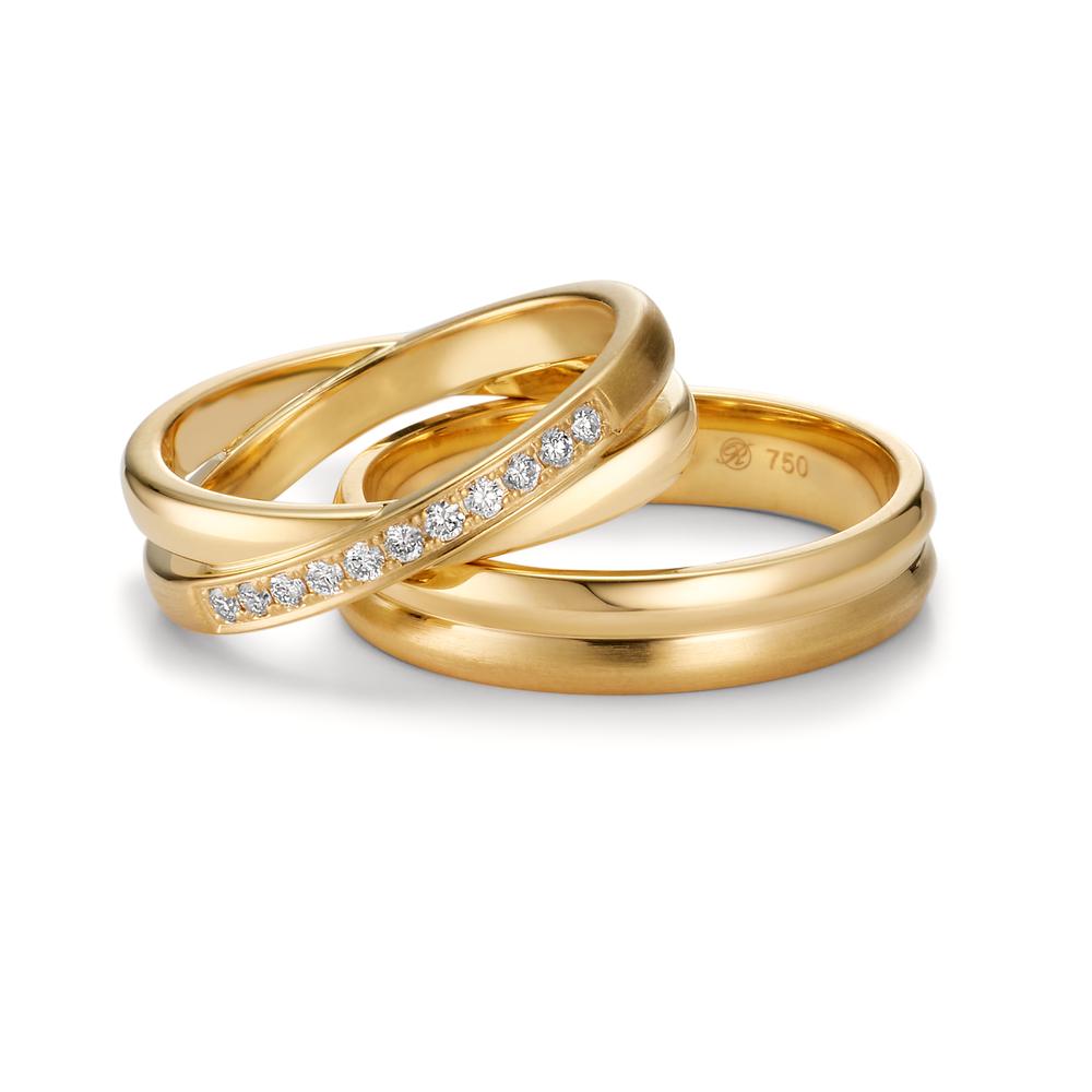 Anello del partner Oro giallo 750/18 carati Diamante 0.165 ct, 11 pietra, w-si