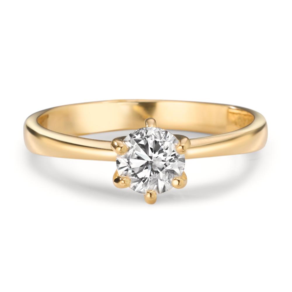 Anello solitario Oro giallo 750/18 carati Laboratorio di diamanti coltivato 0.50 ct, w-si