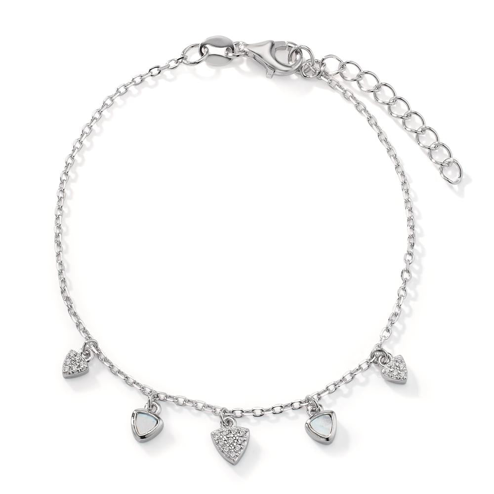 Bracciale Argento Zirconia rodiato Madreperla 16-19 cm