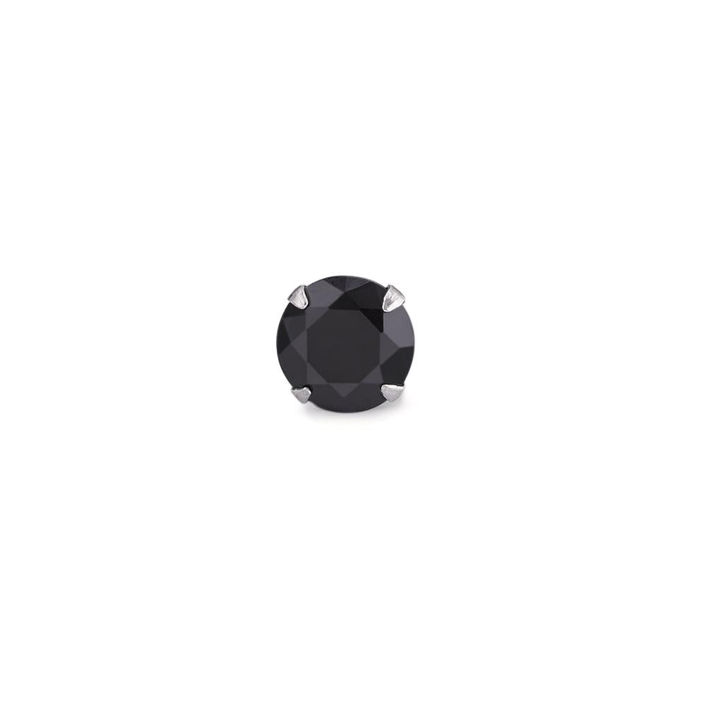 Orecchini a bottone 1 pz Argento Zirconia nero Ø8 mm