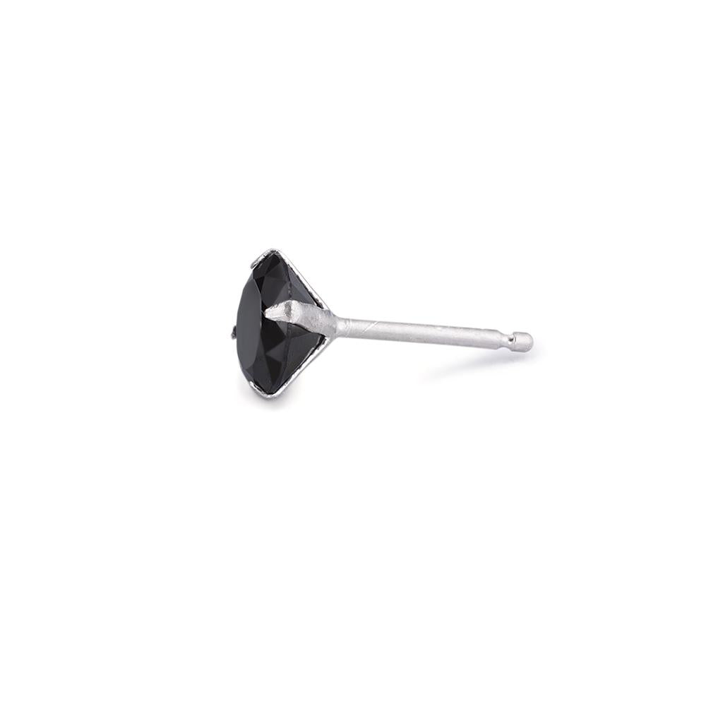 Orecchini a bottone 1 pz Argento Zirconia nero Ø8 mm