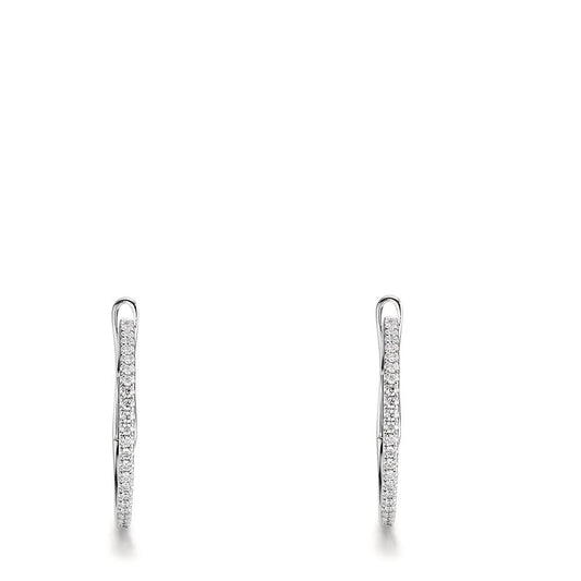 Orecchini circolari Oro bianco 750/18 carati Diamante 0.185 ct, 50 pietra, w-si