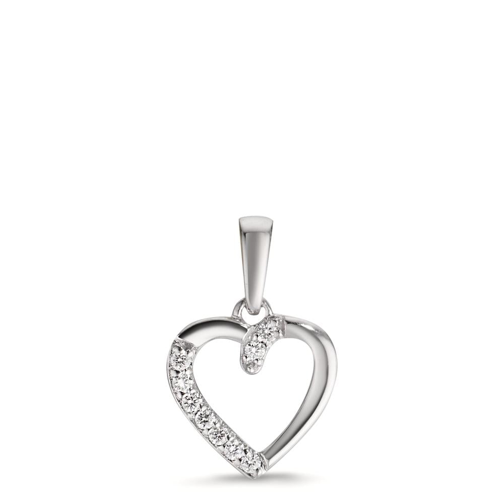 Ciondolo Oro bianco 750/18 carati Diamante 0.05 ct, 9 pietra, w-si Cuore Ø9.5 mm