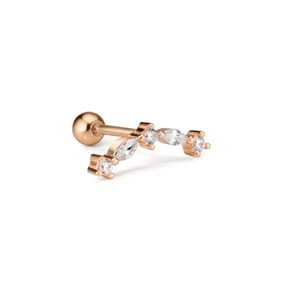 Piercing Argento Zirconia 5 pietra rosa dorato