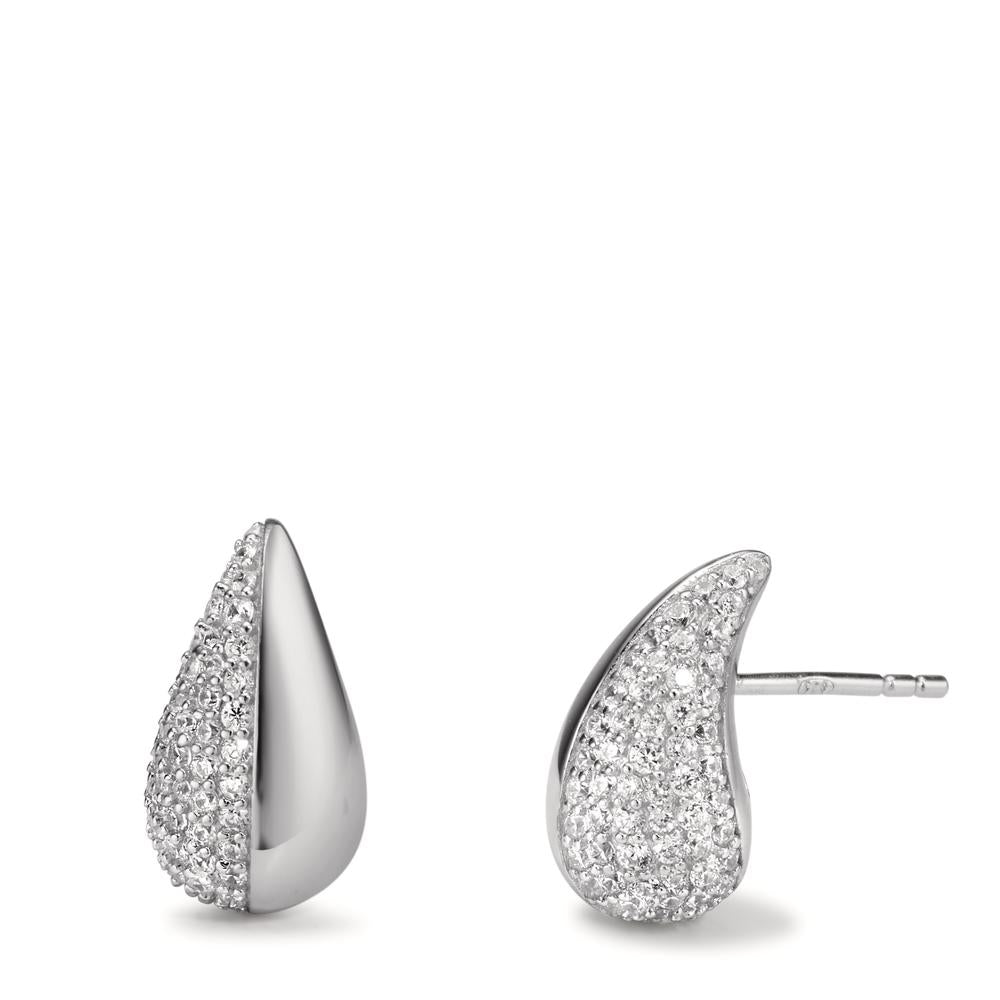 Orecchini a bottone Argento Zirconia rodiato
